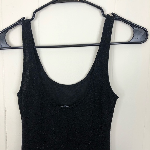 Zara Sparkly Sheer Black Bodysuit Sz S - Picture 6 of 8